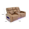 Jasi Power Recliner Loveseat- Bluetooth- USB Ports- Brown Faux-Leather