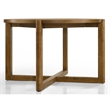Andy 5pc Dining Table Set- Cross-Sled Base- Gray Fabric Chairs- Brown Wood