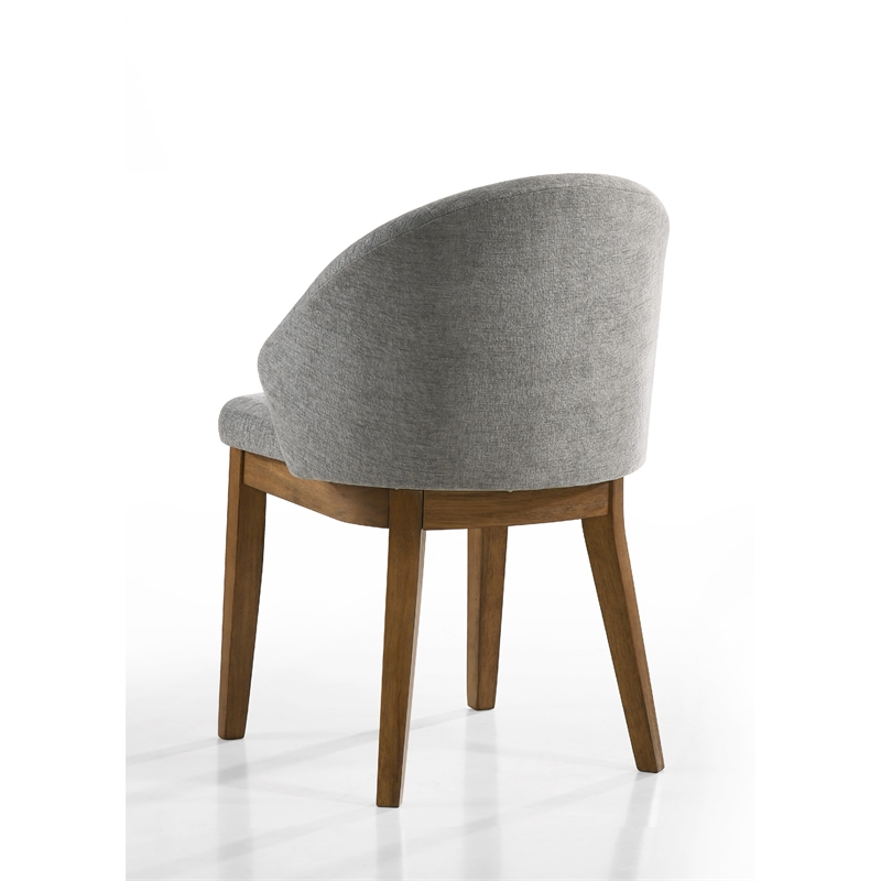 Andy 5pc Dining Table Set- Cross-Sled Base- Gray Fabric Chairs- Brown Wood
