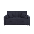Oli Convertible Sleeper Loveseat- USB- 4 Throw Pillows- Gray Woven Fabric
