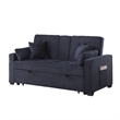 Oli Convertible Sleeper Loveseat- USB- 4 Throw Pillows- Gray Woven Fabric
