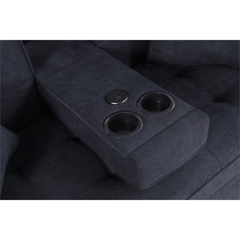 Oli Convertible Sleeper Loveseat- USB- 4 Throw Pillows- Gray Woven Fabric