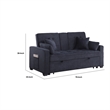 Oli Convertible Sleeper Loveseat- USB- 4 Throw Pillows- Gray Woven Fabric