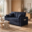 Oli Convertible Sleeper Loveseat- USB- 4 Throw Pillows- Gray Woven Fabric