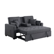 Oli Convertible Sleeper Loveseat- USB Ports- 4 Throw Pillows- Gray Linen