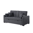 Oli Convertible Sleeper Loveseat- USB Ports- 4 Throw Pillows- Gray Linen