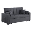 Oli Convertible Sleeper Loveseat- USB Ports- 4 Throw Pillows- Gray Linen