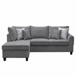 Kyna Sectional Sofa with Storage Ottoman- Throw Pillows- Gray Fabric