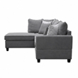 Kyna Sectional Sofa with Storage Ottoman- Throw Pillows- Gray Fabric