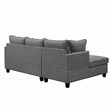 Kyna Sectional Sofa with Storage Ottoman- Throw Pillows- Gray Fabric