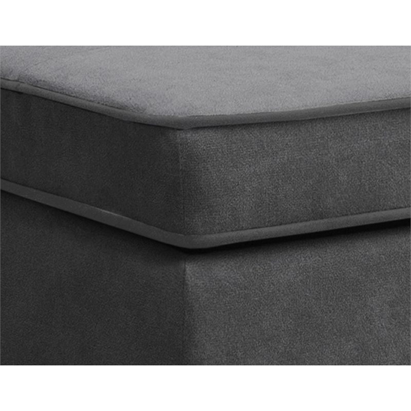 Kyna Sectional Sofa with Storage Ottoman- Throw Pillows- Gray Fabric