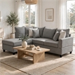 Kyna Sectional Sofa with Storage Ottoman- Throw Pillows- Gray Fabric