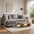 Kyna Sectional Sofa with Storage Ottoman- Throw Pillows- Gray Fabric