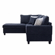 Kyna Sectional Sofa with Storage Ottoman- Throw Pillows- Black Fabric