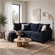 Kyna Sectional Sofa with Storage Ottoman- Throw Pillows- Black Fabric