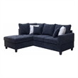 Kyna Sectional Sofa with Storage Ottoman- Throw Pillows- Black Fabric
