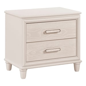 Monie Nightstand with 2 Drawers- USB-A and USB-C Ports- White Wood