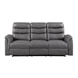 Meloni Double Glider Reclining Sofa- Drop-Down Table- Gray Microfiber