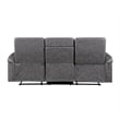 Meloni Double Glider Reclining Sofa- Drop-Down Table- Gray Microfiber
