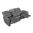 Meloni Double Glider Reclining Sofa- Drop-Down Table- Gray Microfiber