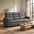 Meloni Double Glider Reclining Sofa- Drop-Down Table- Gray Microfiber