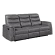 Meloni Double Glider Reclining Sofa- Drop-Down Table- Gray Microfiber