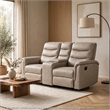 Meloni Glider Reclining Loveseat- Console and Holders- Taupe Fabric