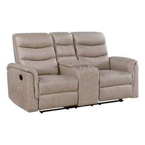 Meloni Glider Reclining Loveseat- Console and Holders- Taupe Fabric