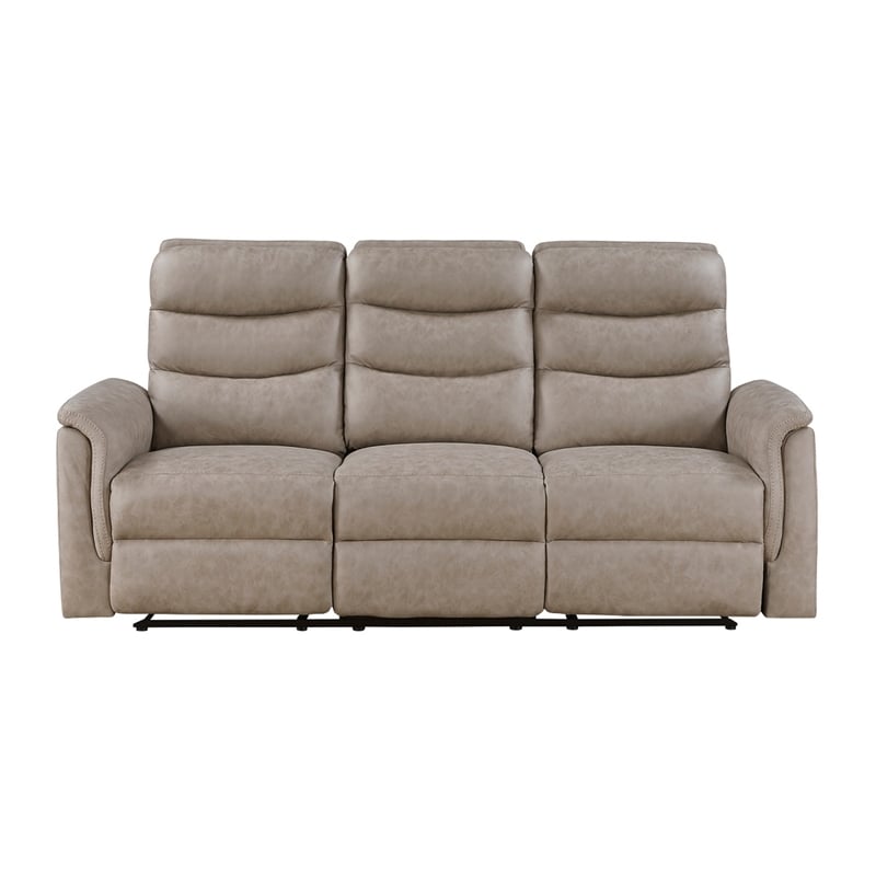 Meloni Double Glider Reclining Sofa- Drop-Down Table- Taupe Microfiber