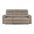Meloni Double Glider Reclining Sofa- Drop-Down Table- Taupe Microfiber