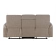 Meloni Double Glider Reclining Sofa- Drop-Down Table- Taupe Microfiber