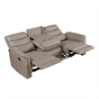 Meloni Double Glider Reclining Sofa- Drop-Down Table- Taupe Microfiber