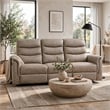 Meloni Double Glider Reclining Sofa- Drop-Down Table- Taupe Microfiber