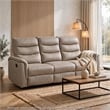 Meloni Double Glider Reclining Sofa- Drop-Down Table- Taupe Microfiber