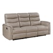 Meloni Double Glider Reclining Sofa- Drop-Down Table- Taupe Microfiber