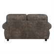 Pinto Loveseat with Nailhead Trim- 2 Accent Pillows- Gray Microfiber