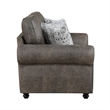 Pinto Loveseat with Nailhead Trim- 2 Accent Pillows- Gray Microfiber