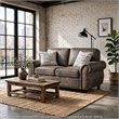 Pinto Loveseat with Nailhead Trim- 2 Accent Pillows- Gray Microfiber