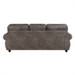 Pinto Sofa with Nailhead Trim and 2 Accent Pillows- Gray Microfiber