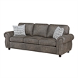 Pinto Sofa with Nailhead Trim and 2 Accent Pillows- Gray Microfiber