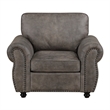 Pinto Traditional Accent Chair- Nailhead Trim- Brown-Gray Microfiber