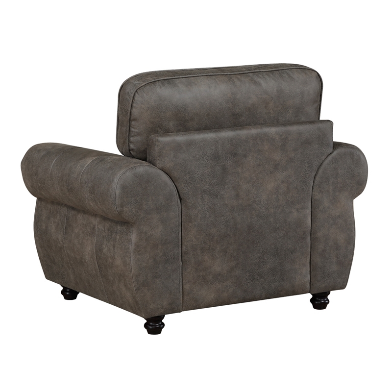Pinto Traditional Accent Chair- Nailhead Trim- Brown-Gray Microfiber
