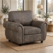 Pinto Traditional Accent Chair- Nailhead Trim- Brown-Gray Microfiber