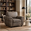 Pinto Traditional Accent Chair- Nailhead Trim- Brown-Gray Microfiber