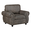 Pinto Traditional Accent Chair- Nailhead Trim- Brown-Gray Microfiber