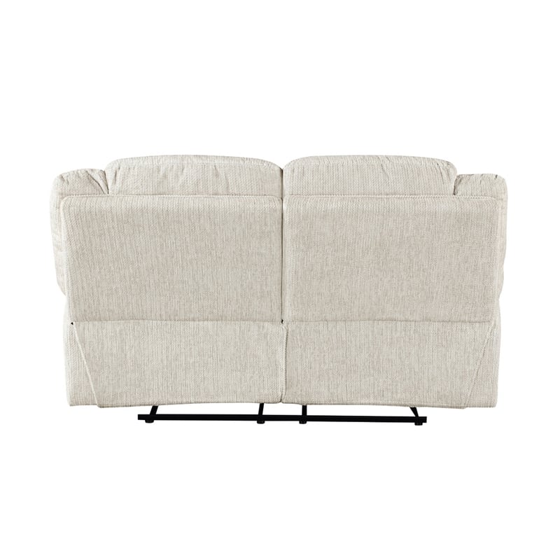 Cally Double Reclining Loveseat- Wall Hugger Design- Beige Microfiber