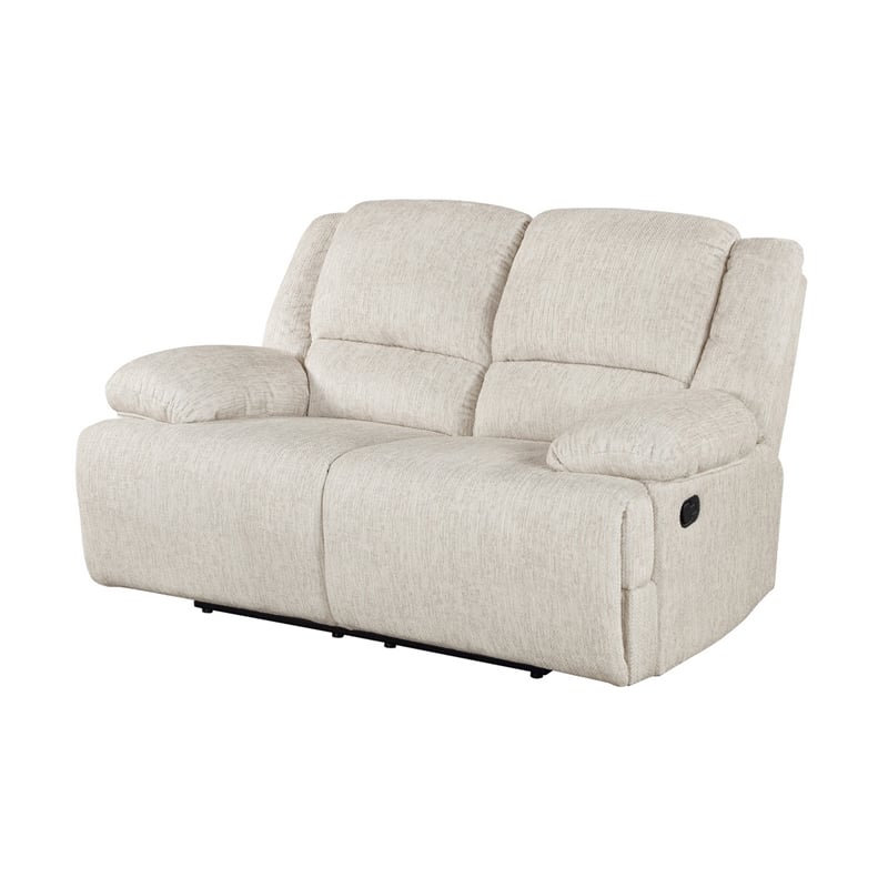 Cally Double Reclining Loveseat- Wall Hugger Design- Beige Microfiber