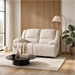Cally Double Reclining Loveseat- Wall Hugger Design- Beige Microfiber