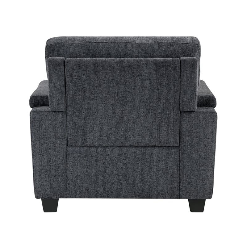Deva Accent Chair- Contoured Arms- Foam Cushions- Dark Gray Chenille