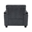 Deva Accent Chair- Contoured Arms- Foam Cushions- Dark Gray Chenille